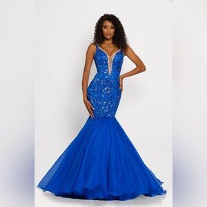 Johnathan Kayne Royal Blue Embellished Prom Dress